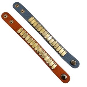 King Star Super Soft Leather Gold Toned Embellished Cuff Bracelet Bundle